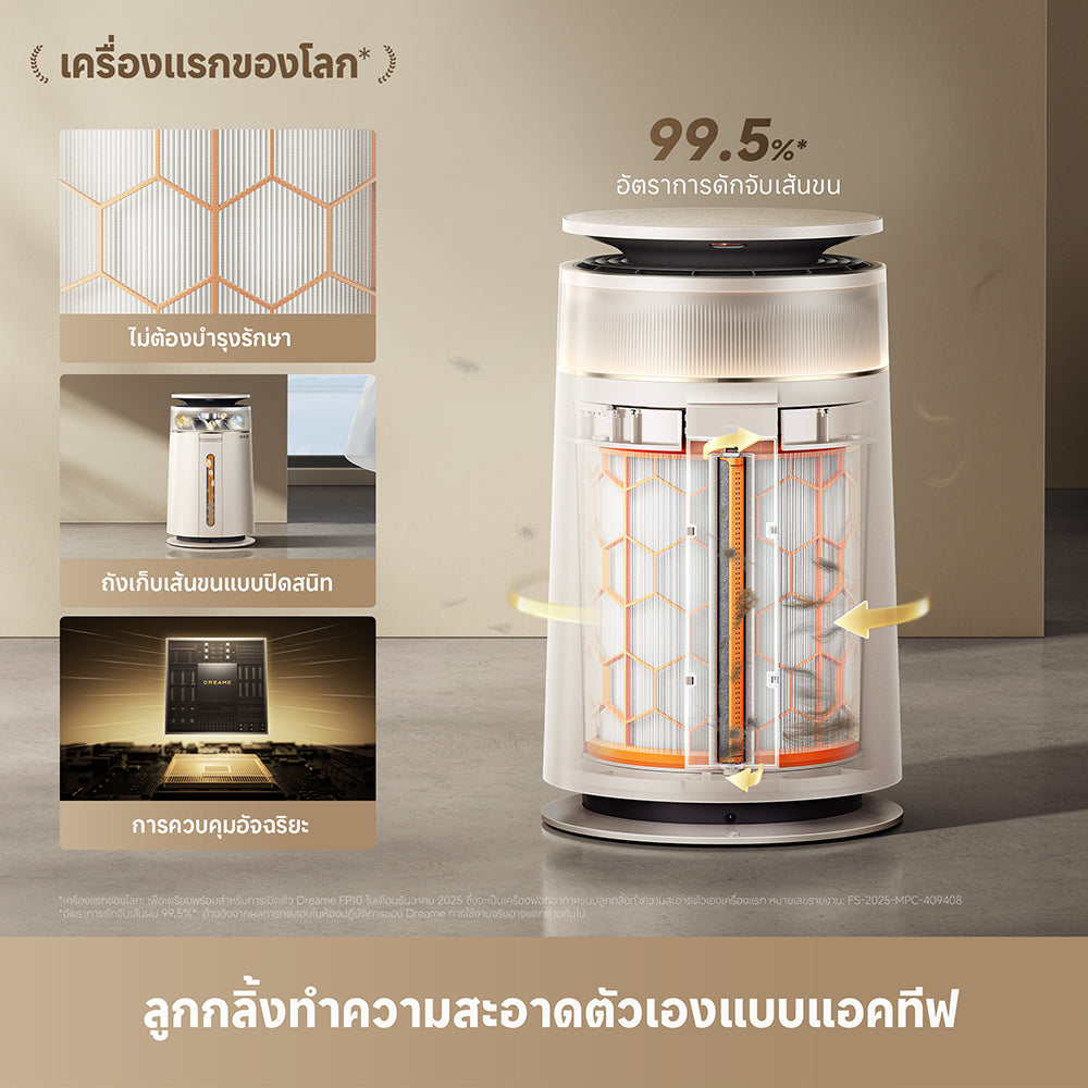 [พรีออเดอร์ 20 วัน] Dreame FP10 Pet Air Purifier | เครื่องฟอกอากาศ | ระบบทำความสะอาดตัวเอง | กำจัดขนสัตว์ | ฆ่าเชื้อ UVC | กรอง PM2.5 | กำจัดฟอร์มาลดีไฮด์ | ดับกลิ่นสองพลัง - Dreame Thailand