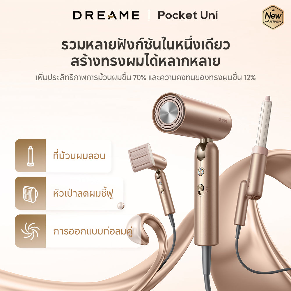 Dreame Pocket Uni High-Speed Hair Dryer ไดร์เป่าผม ความเร็วสูง พับได้ พกง่าย เป่าแห้งไว เปลี่ยนทรงได้ - Dreame Thailand