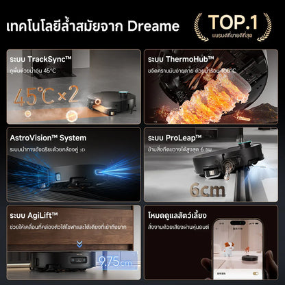 Test [New] Dreame Aqua 10 Pro Track ถูพื้นระบบรางอัจฉริยะ น้ำอุ่น 45°C แรงดูด 25000Pa ข้ามสิ่งกีดขวาง 6 ซม. - Dreame Thailand