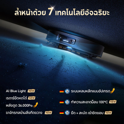 [พรีออเดอร์ 25 วัน] Dreame X60 Ultra หุ่นยนต์ดูดฝุ่นถูพื้น บาง 7.95ซม. ข้ามสูง 8.8ซม. แขนคู่ ดูดแรง 36000Pa ซักร้อน100°C PowerDock - Dreame Thailand