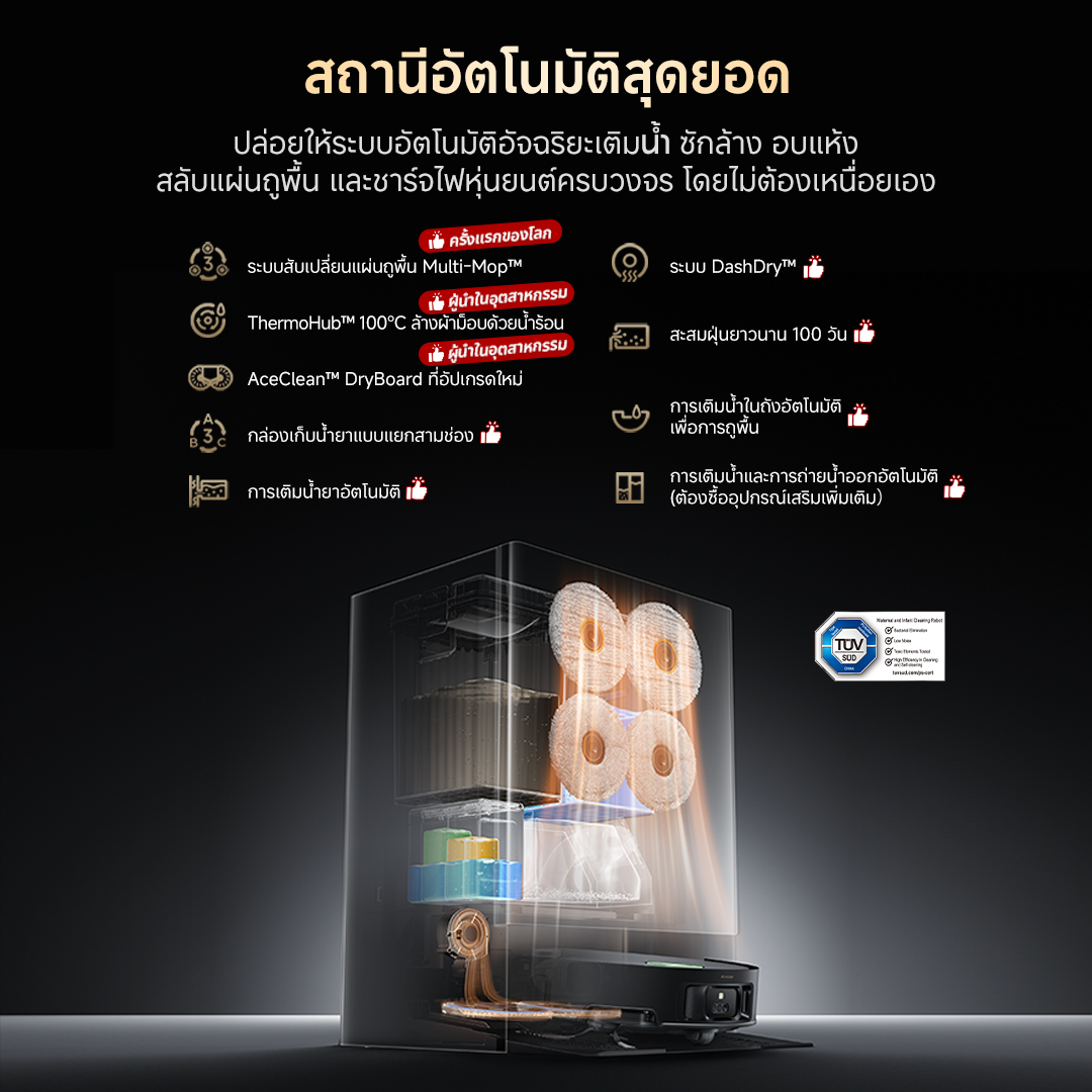 [NEW2025]Dreame Matrix10 Ultra Robot Vacuum and Mop ฟังก์ชันสลับหัวถูหลายแบบ แรงดูดสูงสุด30kPa ซักผ้าม็อปด้วยน้ำร้อน100℃ - Dreame Thailand