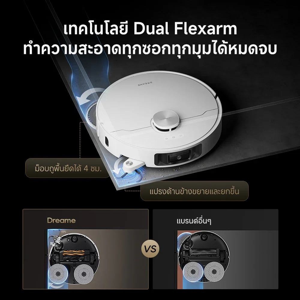[NEW 2025] Dreame L40S Ultra Robot Vacuum Cleaner หุ่นยนต์ดูดฝุ่นถูพื้น แขนไบโอนิคคู่ ดูดแรง 19,000Pa ถูสะอาด อัตโนมัติ - Dreame Thailand