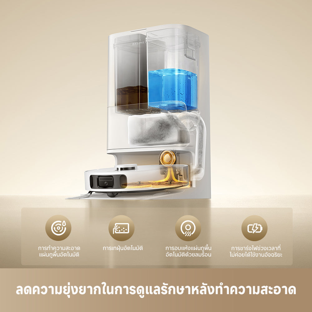 【 NEW】Dreame D30 Ultra CE Robot Vacuum 25,000Pa แรงดูดทรงพลัง ถูชิดขอบ ซักม็อบอัตโนมัติ ยกม็อบ 10.5 มม. - Dreame Thailand