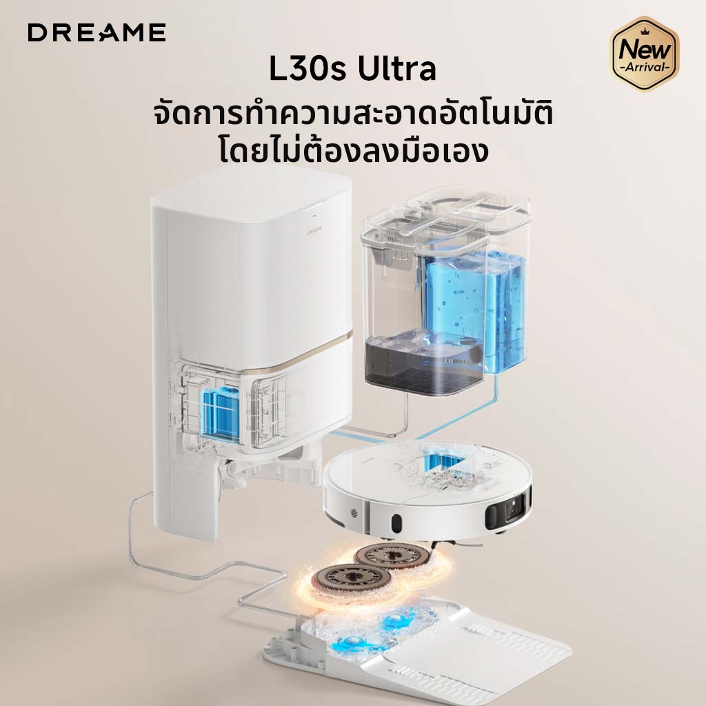 Dreame Bot L30s Ultra Robot Vacuum หุ่นยนต์ดูดฝุ่นถูพื้น ถูพื้น ซักผ้าถู อบผ้า แรงดูดสูงถึง 11,000Pa