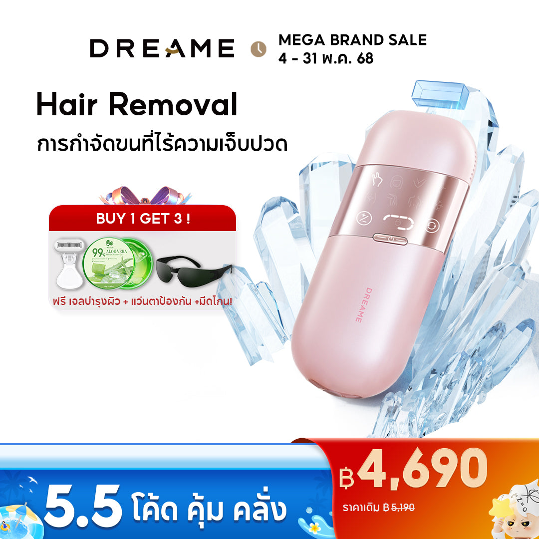 Dreame Sapphire IPL Hair Removal 21J  เครื่องเลเซอร์กำจัดขนแบบ IPL Ice-Cooling 8 ระดับ ปกป้องผิวจากความร้อน