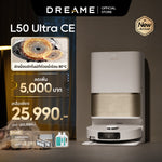 将图片加载到图库查看器，[NEW] Dreame L50 Ultra CE หุ่นยนต์ดูดฝุ่นถูพื้น ดูดแรง 25,000Pa ซักผ้าถูด้วยน้ำร้อน 80°C ล้าง อบแห้ง เติมน้ำอัตโนมัติ - Dreame Thailand
