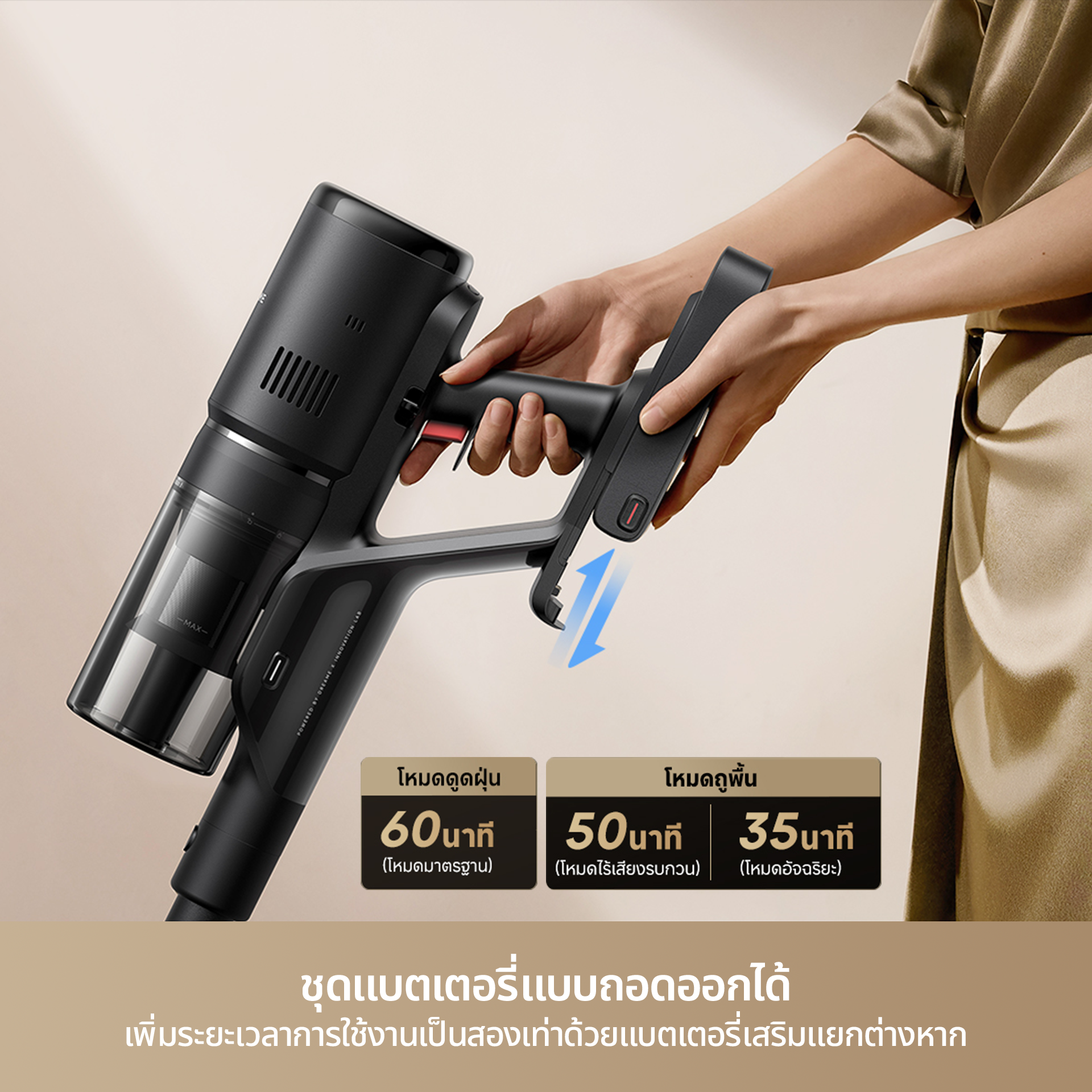 Dreame H13 Dual FlexReach แรงดูดทรงพลัง 23,000Pa ไม่พันขน ตรวจจับพื้นผิวอัตโนมัติ ทำงานต่อเนื่อง 90 นาที สะอาดทุกพื้นผิว