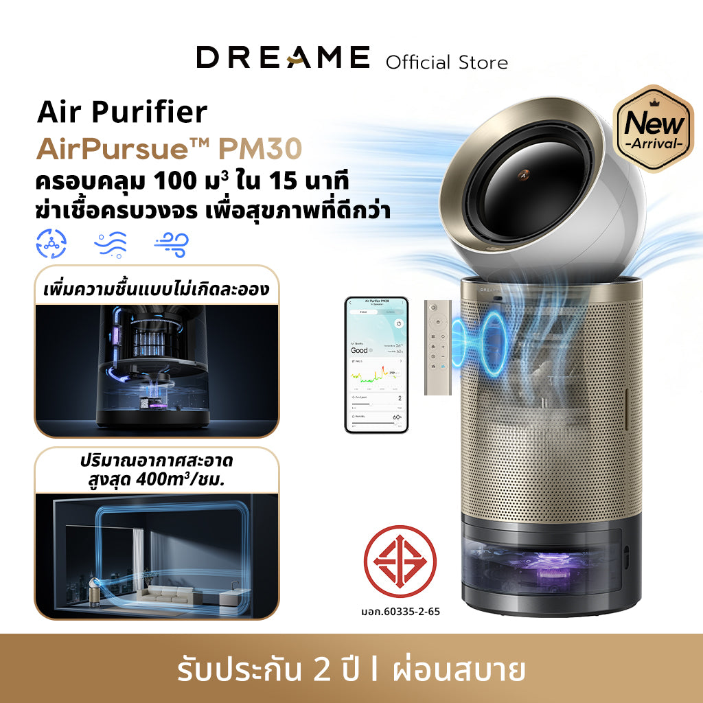 [2025 NEW] Dreame PM30 Smart Air Purifier เครื่องฟอกอากาศ ฟังก์ชันเพิ่มความชื้น ครอบคลุมพื้นที่กว้าง กำจัดฟอร์มาลดีไฮด์