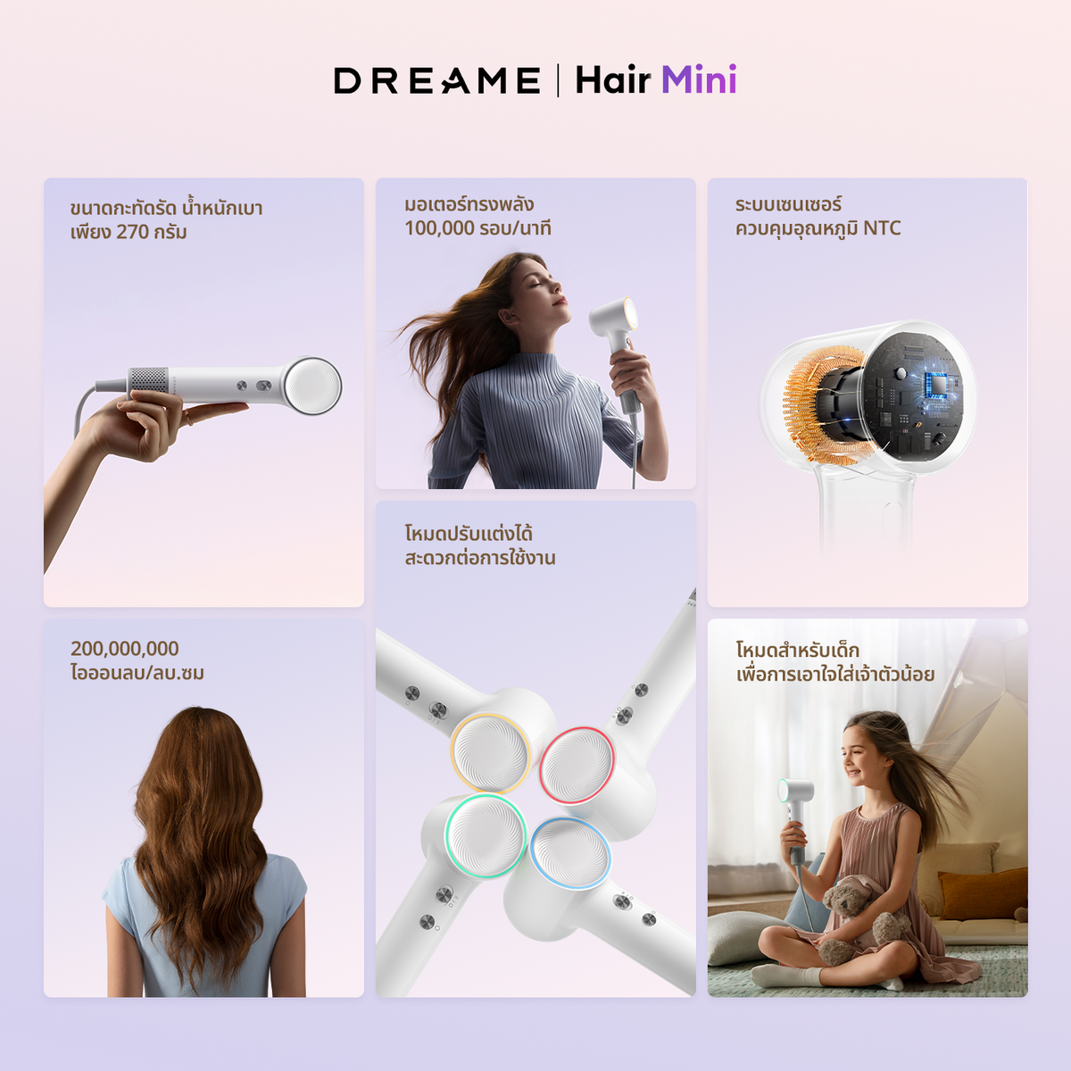[NEW] Dreame Hair Mini High-Speed Hair Dryer ไดร์เป่าผมความเร็วสูง เป่าแห้งใน 2 นาที ดูแลเส้นผมด้วยไอออนลบ - Dreame Thailand