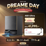โหลดภาพลงในตัวดูแกลเลอรี, [🔥สินค้าขายดี] Dreame X60 Ultra หุ่นยนต์ดูดฝุ่นถูพื้น บาง 7.95ซม. ข้ามสูง 8.8ซม. แขนคู่ ดูดแรง 36000Pa ซักร้อน100°C PowerDock
