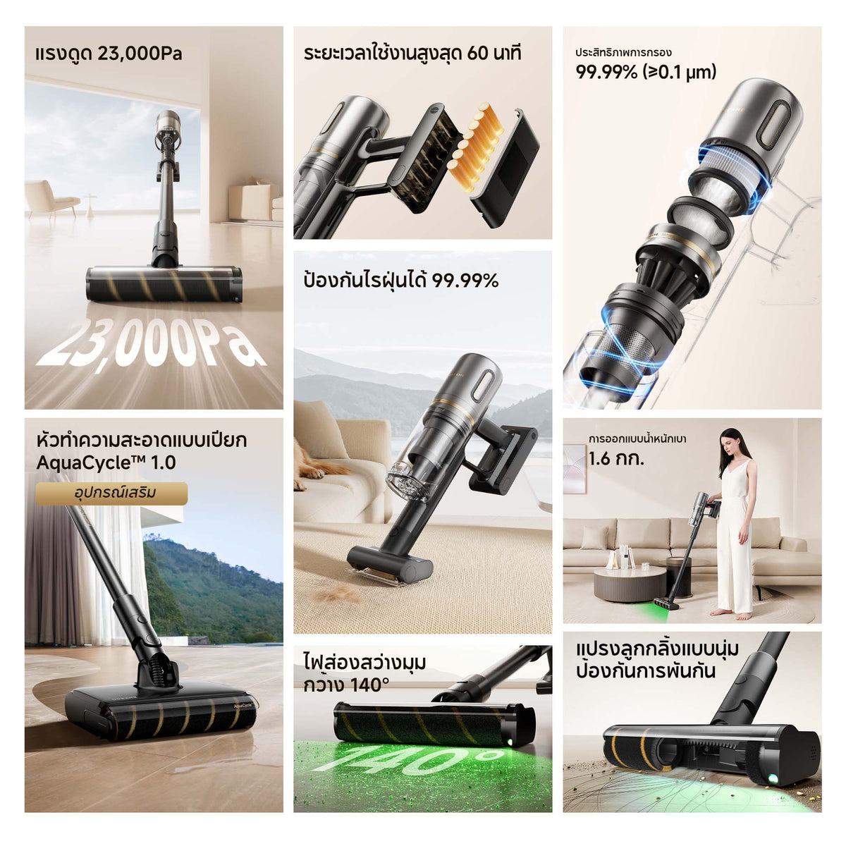 [พรีออเดอร์ 5 วัน] Dreame V20 Cordless Stick Vacuum เครื่องดูดฝุ่นไร้สาย 23,000Pa 60นาที เบา1.6กก. กำจัดไรฝุ่น กันผมพัน ไฟLED - Dreame Thailand