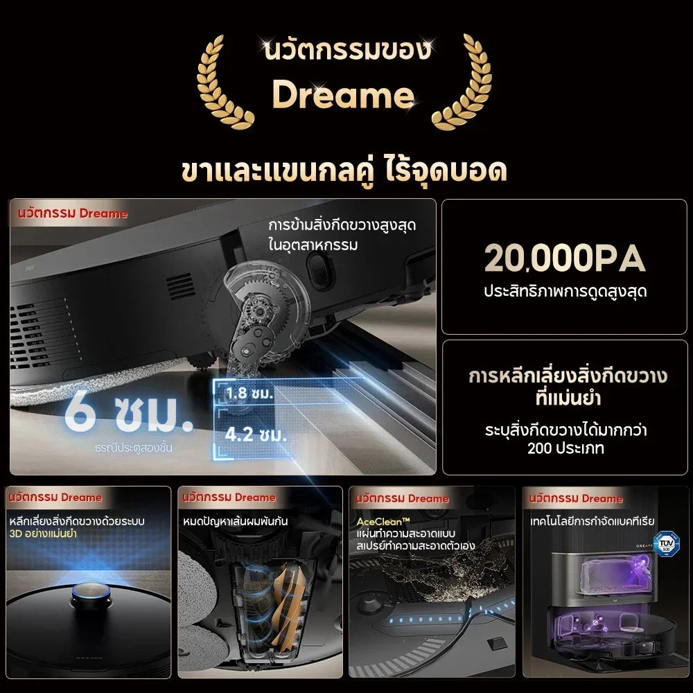 [Hot] Dreame X50 Ultra ความสูงในการข้ามสิ่งกีดขวางสูงสุด6cm ระบบแขนไบโอนิคคู่ - Dreame Thailand