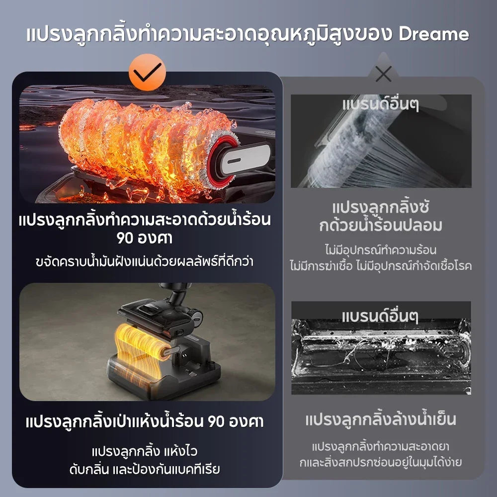 [HOT] Dreame H13 Flexreach Wet and Dry Vacuum เครื่องดูดฝุ่นถูพื้น เส้นผมพันกันเป็น 0 ล้างด้วยน้ำร้อน 90℃